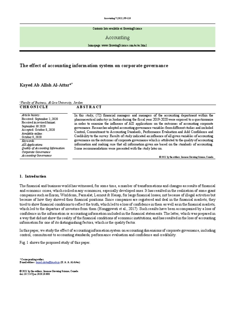 The Effect of Accounting Information System On Cor | PDF | Coefficient ...