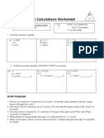 Current & Charge Calculations Worksheet: Word Problems