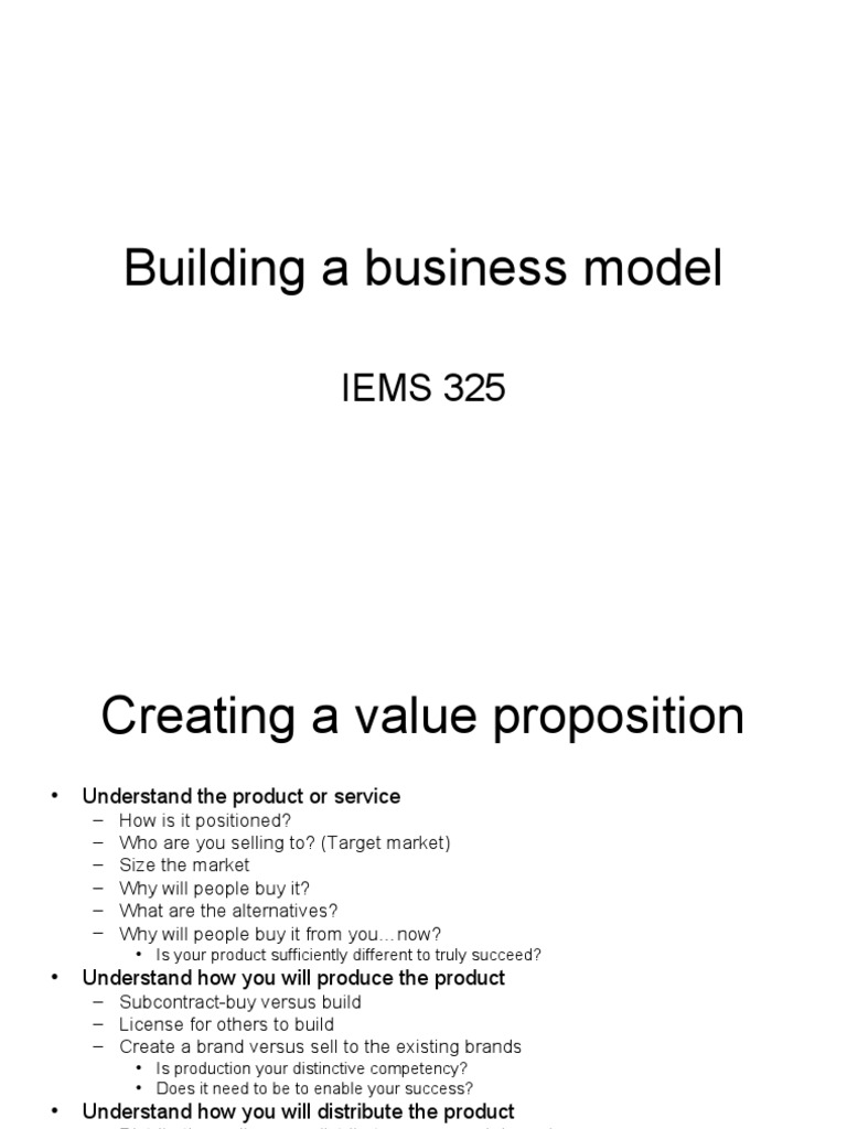 Building a Business Model Essentials | PDF | Sales | Market (Economics)