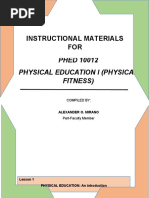 Instructional Materials FOR: PHED 10012 Physical Education I (Physical Fitness)