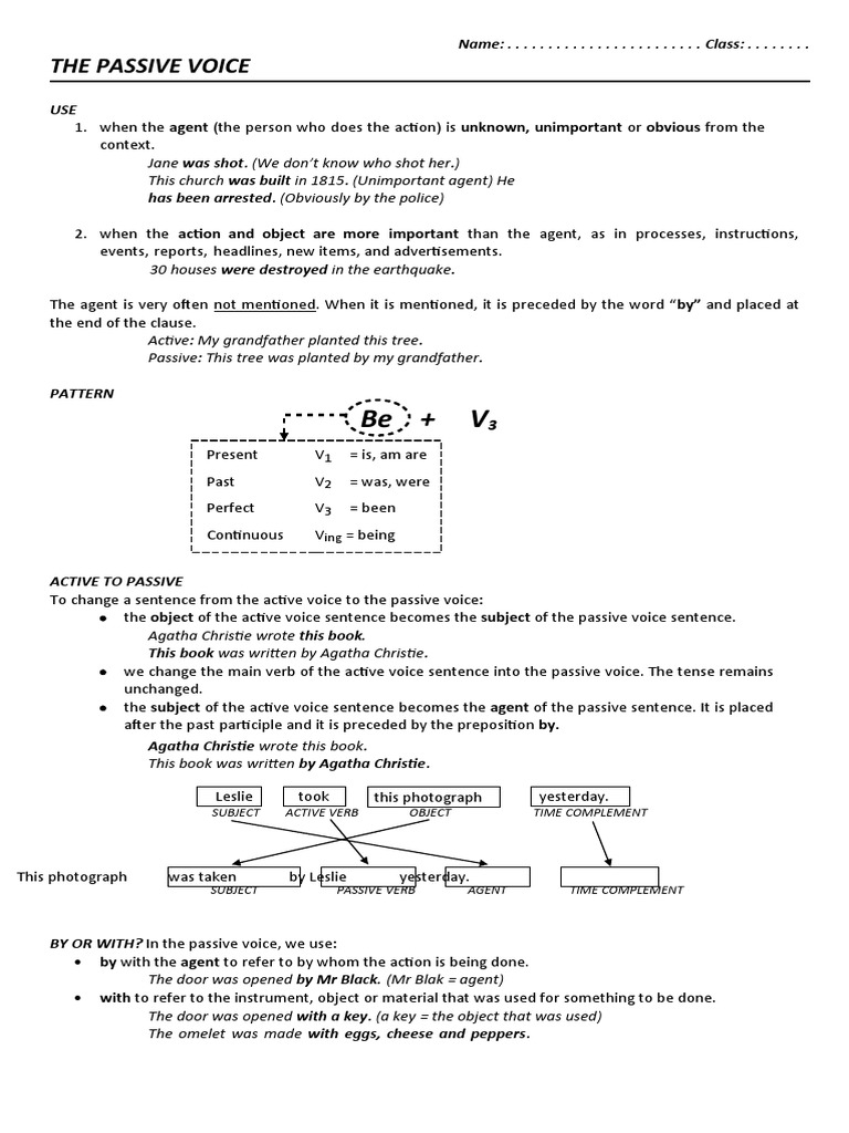 What Is Passive Voice (Explanation and Exercise) PDF Linguistics