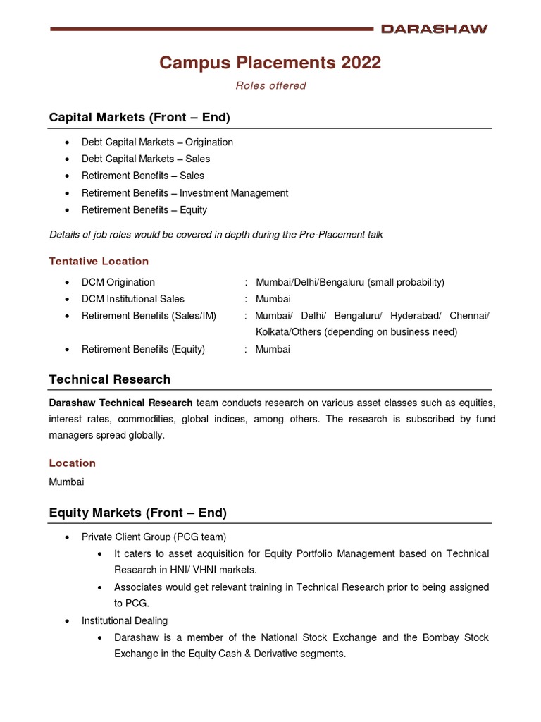 Campus Placements 2022: Job Roles & Locations | PDF | Stocks ...