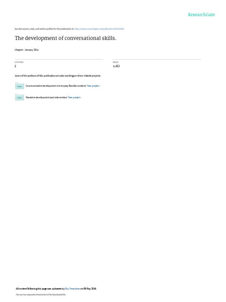 Development of Conversational Skills | PDF | Language Development ...