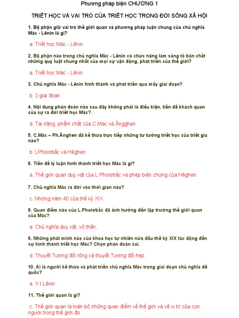 ĐÁP ÁN TRIẾT HỌC | PDF