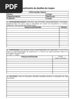 Questionário de Análise de Cargos