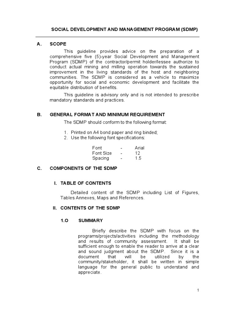 Social Development and Management Program (SDMP) A. Scope | PDF ...