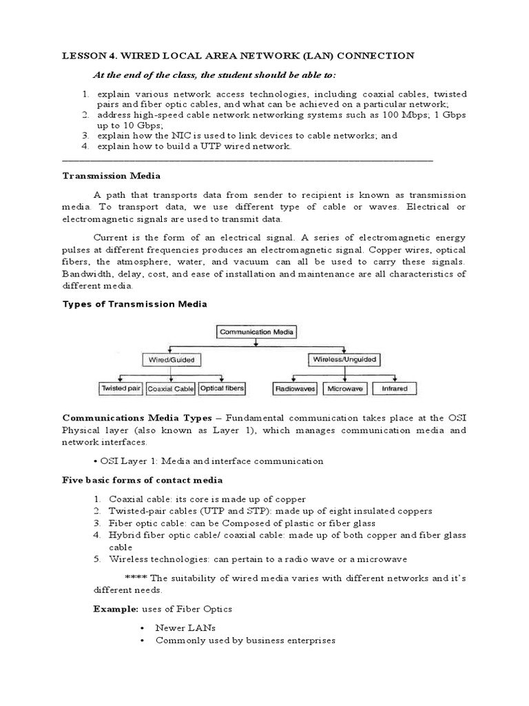 Understanding Wired LAN Connections | PDF | Transmission Medium ...