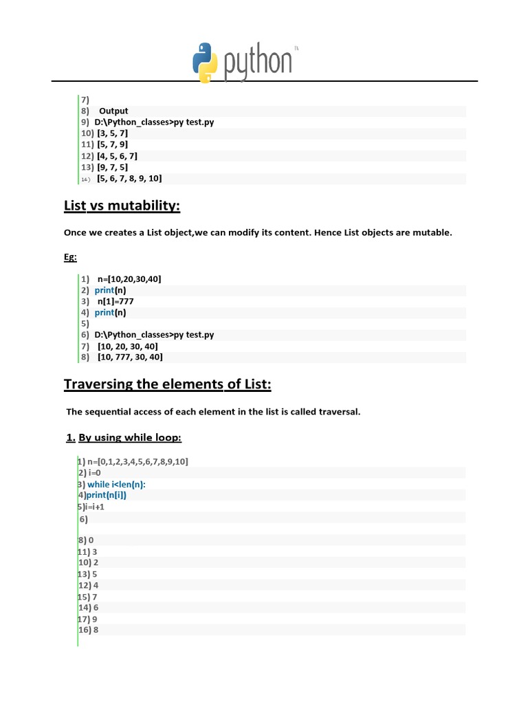 List Vs Mutability:: Once We Creates A List Object, We Can Modify Its ...