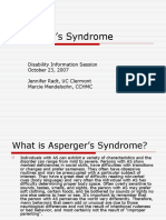 Asperger's Syndrome: Disability Information Session October 23, 2007 Jennifer Radt, UC Clermont Marcie Mendelsohn, CCHMC
