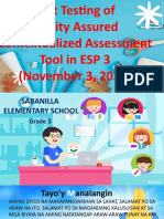 Pilot Testing of Quality Assured Contextualized Assessment Tool in ESP 3 (November 3, 2021)