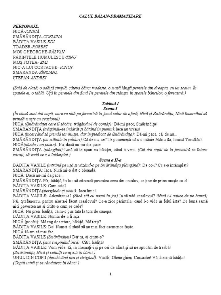 Calul Balan - Dramatizare | PDF