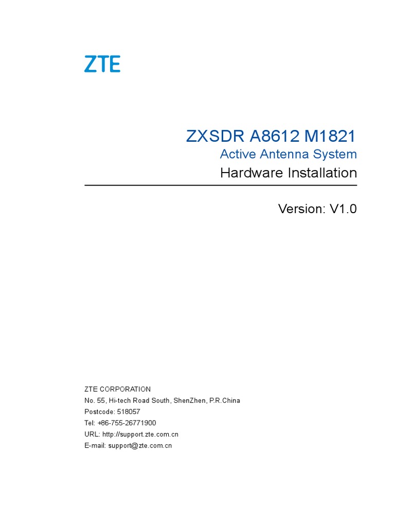 ZXSDR A8612 (V1.0) Hardware Installation | PDF | Screw | Nut