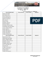 Attendance Sheet Grade 5 - Zircon: Name of Pupils (Boys) Name of Parent Signature