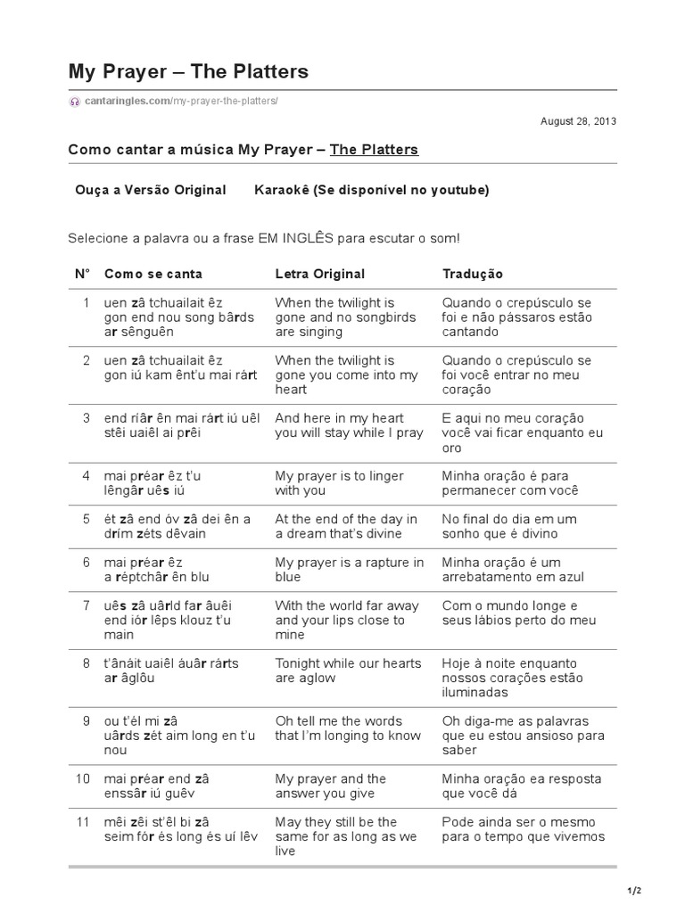 My Prayer The Platters PDF Música gravada