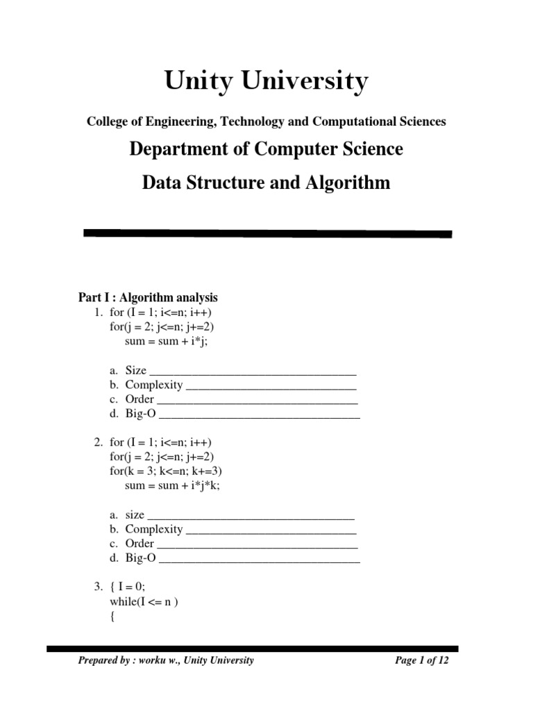 Data Structure Exam Sample - 2020 | PDF | C (Programming Language ...
