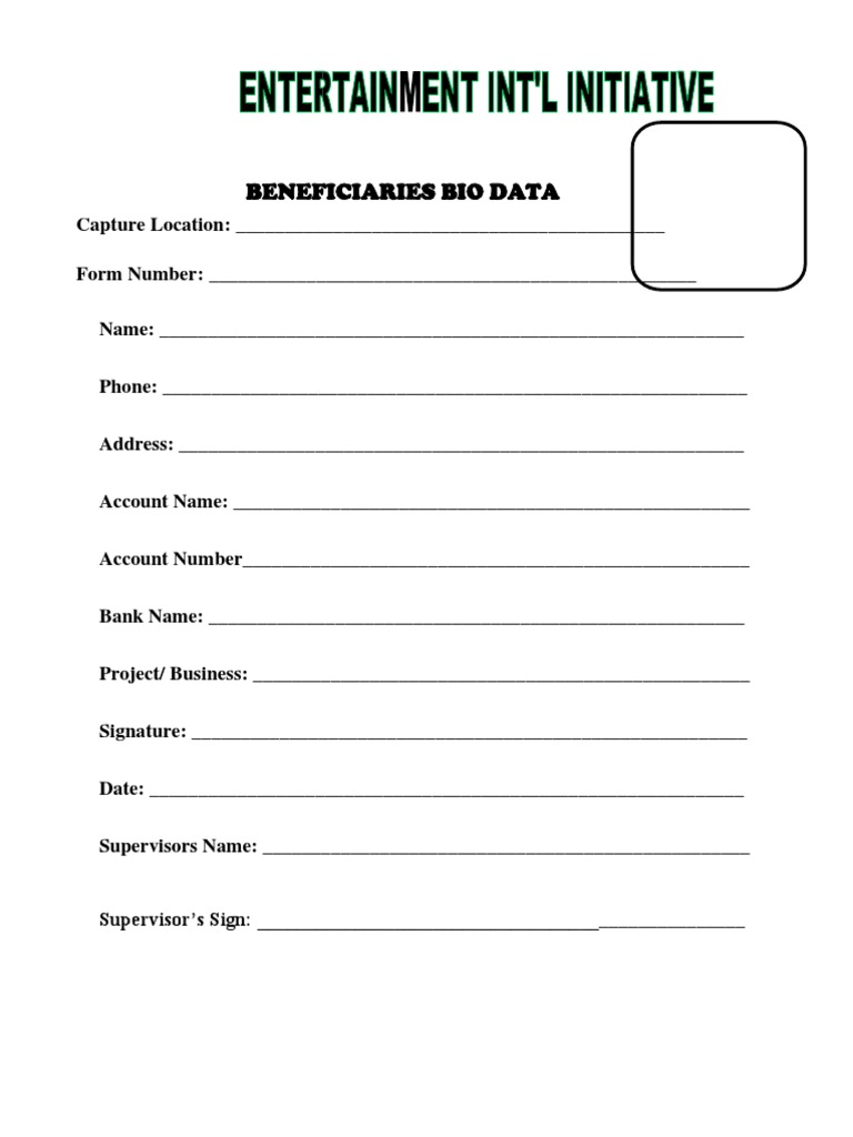 Bio Data Capture Form | PDF