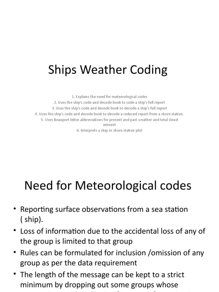 Ships Weather Coding Guide | PDF | Ships | Cloud
