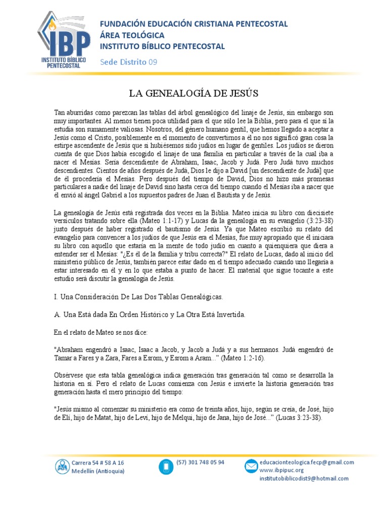 La Genealogía De Jesús Pdf Evangelio De Mateo David