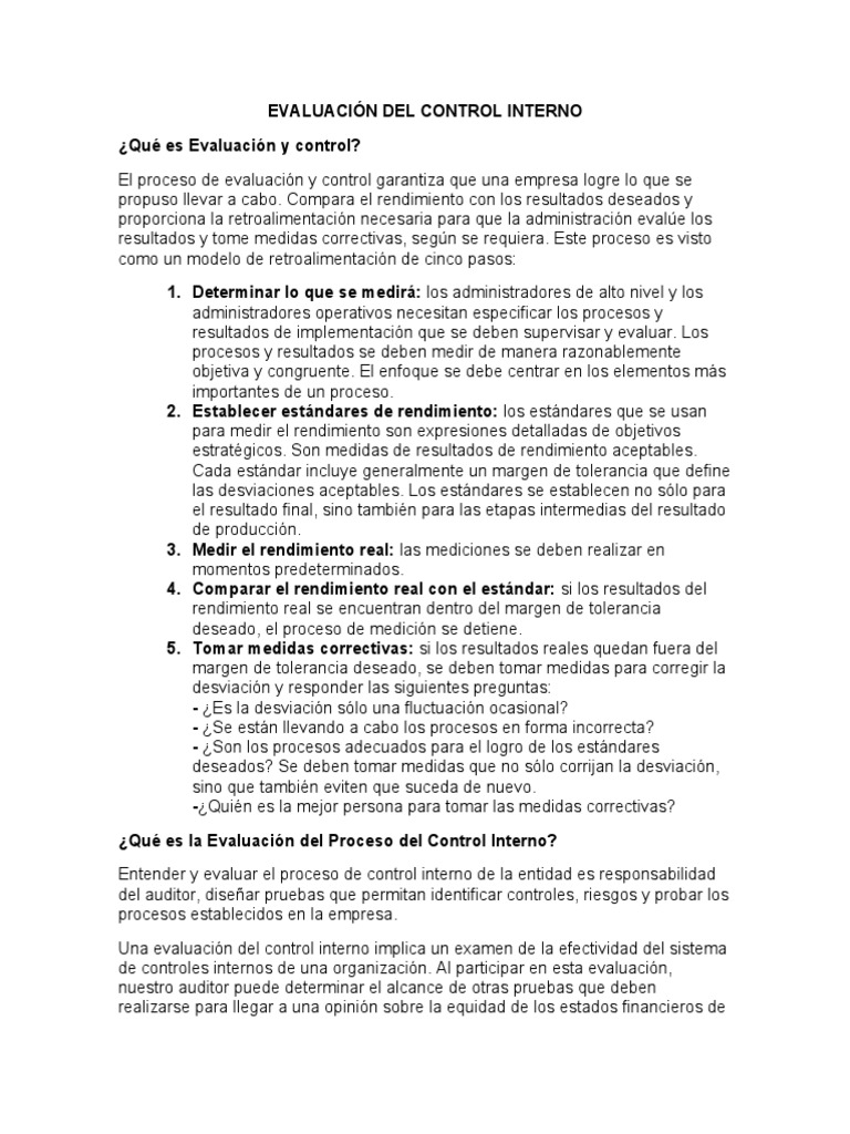 Evaluación del Control Interno en Auditoría | PDF | Auditoría ...