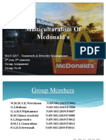 Multicultaralism of Mcdonald's: MAN 2217 - Teamwork & Diversity Management 2 Year 2 Semester Group Assignment Group No 01