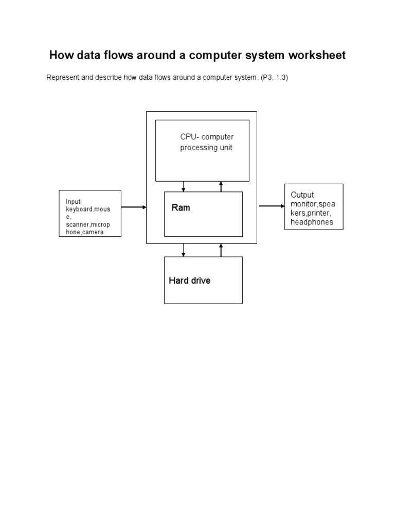 How Data Flows Around A Computer System Worksheet | PDF