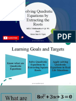 Math 9 Week 1 Part 1 - Solving Quadratic Equations by Extracting The Roots