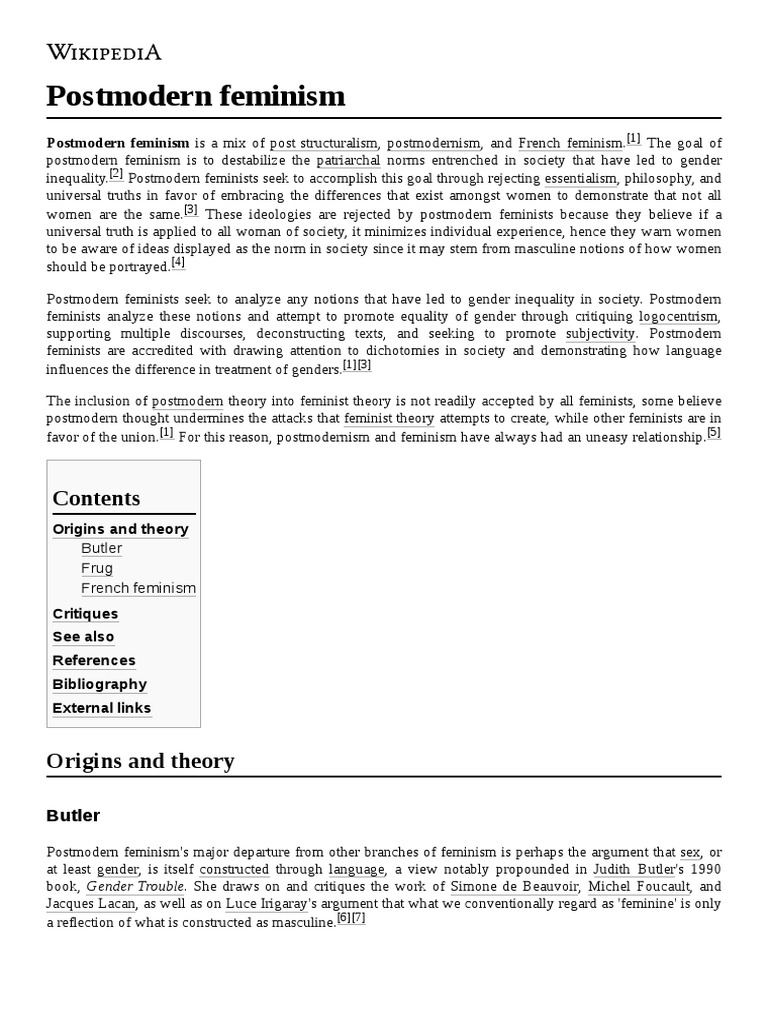 Postmodern Feminism Postmodern Feminism Is A Mix of Post Structuralism, Postmodernism, and