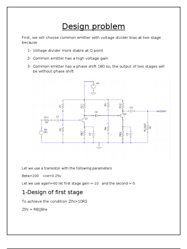 Design Problem: 1-Design of First Stage | PDF