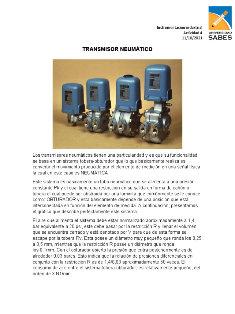 Instrumentacion Industrial TRANSMISORES | PDF | Electrónica | Presión