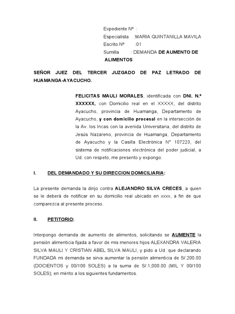 Aumento de Alimentos | PDF | Pensión alimenticia | Justicia