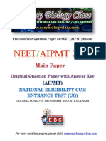 Previous Year Question Paper of NEET (AIPMT) Exams: Central Board of Secondary Education, Delhi