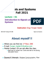 Signals and Systems Fall 2021: Lecture - 01