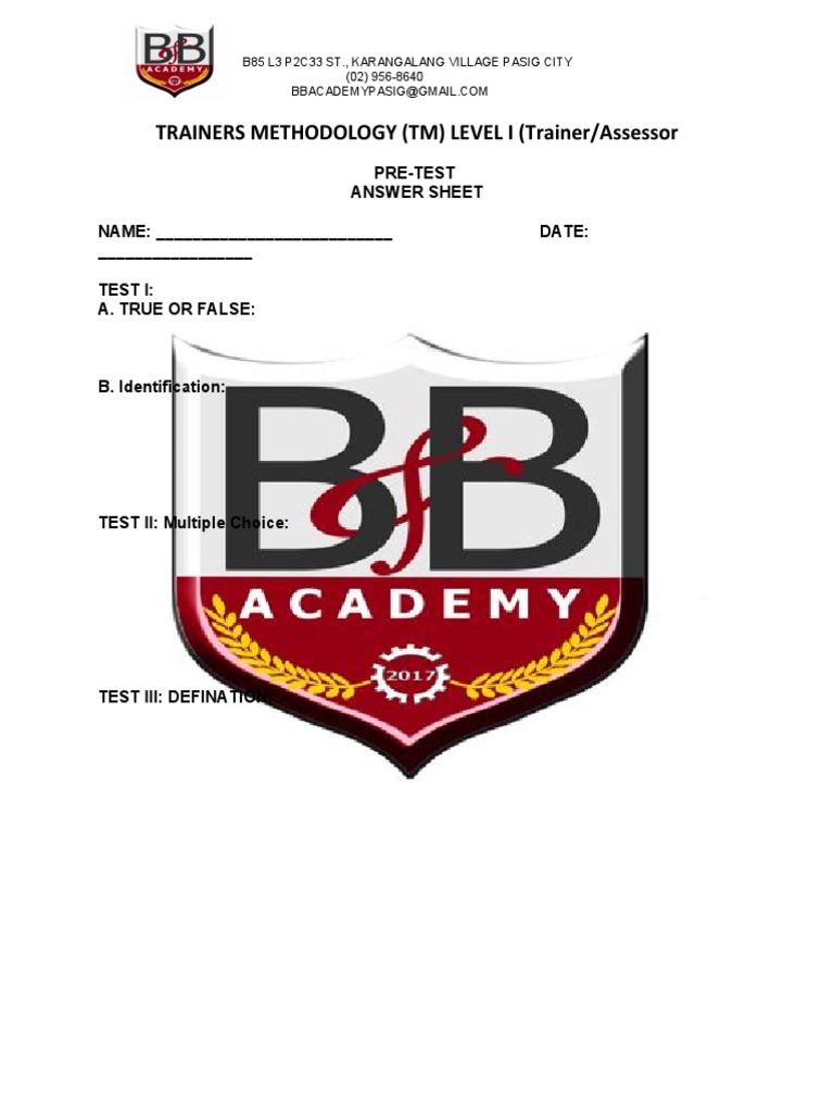 TRAINERS METHODOLOGY (TM) LEVEL I (Trainer/Assessor | PDF