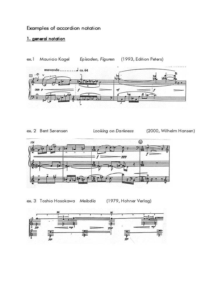 Accordion Examples of Accordion Notation | PDF