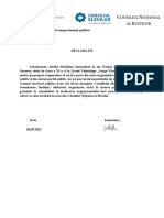 Declarația de Neapartenență Politică Și Acordul Parental