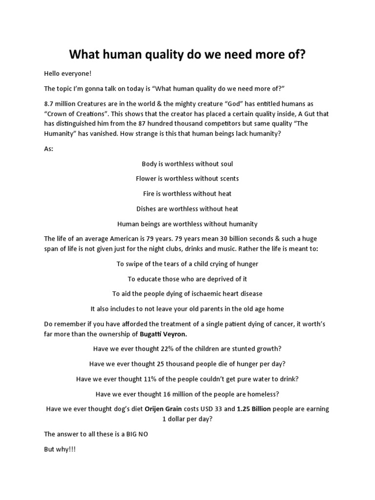 Essential Human Qualities We Need More Of | PDF | Social Science | Wellness