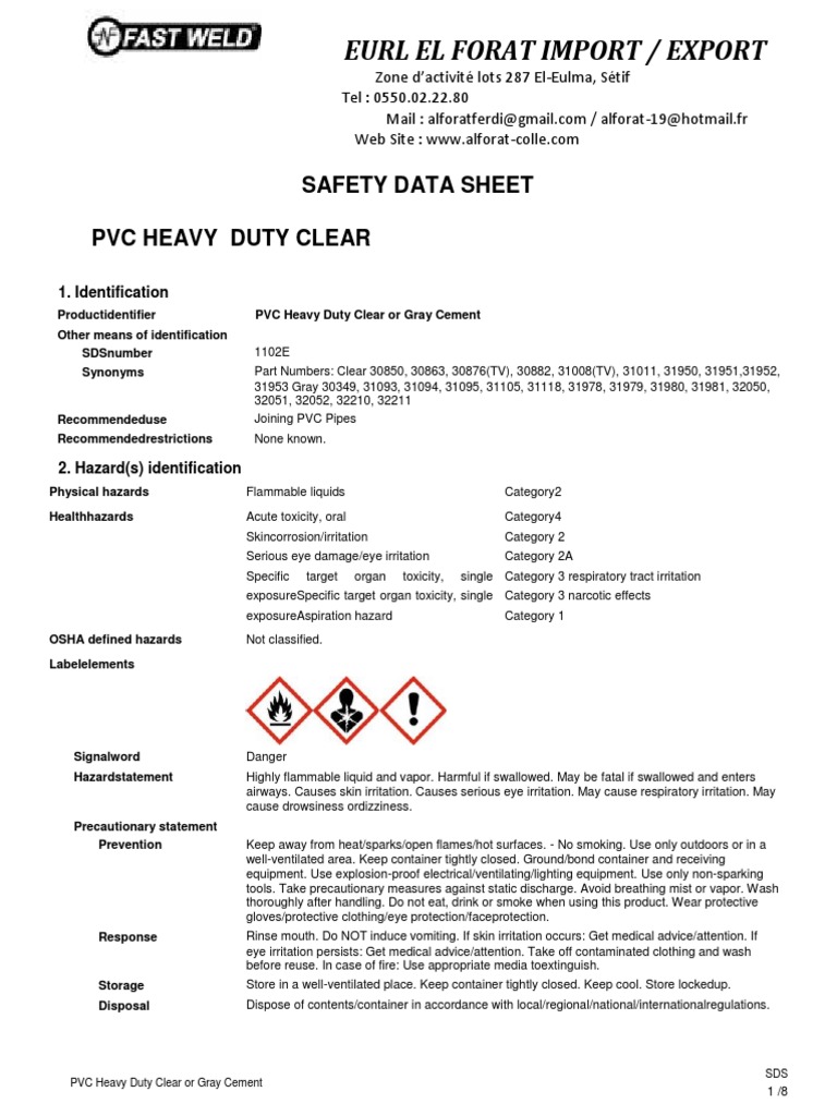 SDS FAST WELD PVC Heavy Duty Clear PDF Firefighting Personal