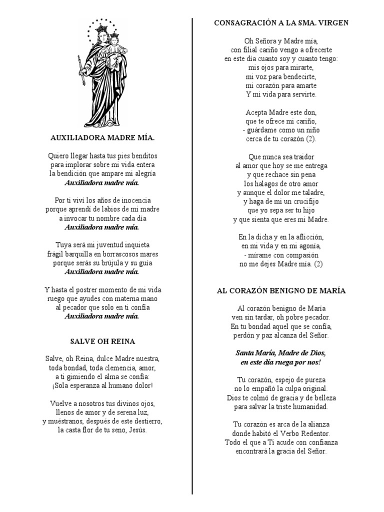 Auxiliadora Madre Mía Cantos para Misa PDF María, madre de Jesús Comportamiento cristiano