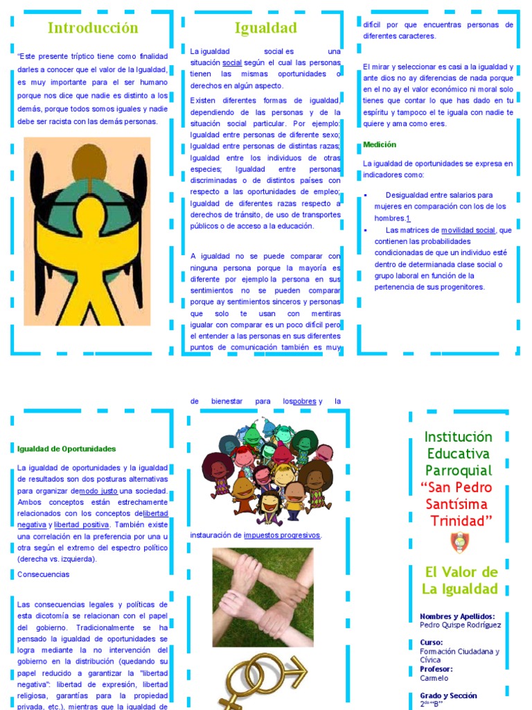 Tríptico sobre la Igualdad de Género | PDF | Igualdad de oportunidades ...