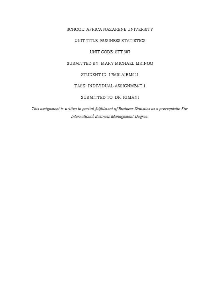 Business Statistics Assignment Overview | PDF | Statistics | Weather ...