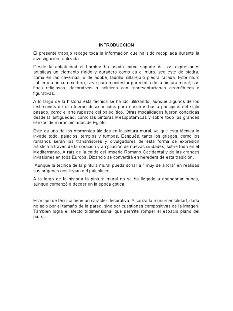 Historia y técnica de la pintura mural | PDF | Pinturas | Las artes