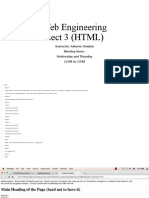 Web Engineering Lect 3 (HTML) : Instructor: Faheem Shaukat Meeting Hours Wednesday and Thursday 12PM To 02PM