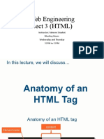 Web Engineering Lect 3 (HTML) : Instructor: Faheem Shaukat Meeting Hours Wednesday and Thursday 12PM To 02PM