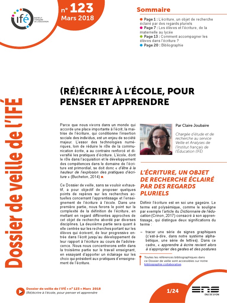 La Complexité De L activité D écriture Schéma De Sylvie Plane IFE 2018 Ré-Écrire École Penser Apprendre | PDF | Psychologie |  Apprentissage