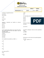 Exercícios extras de matemática para o 8o ano