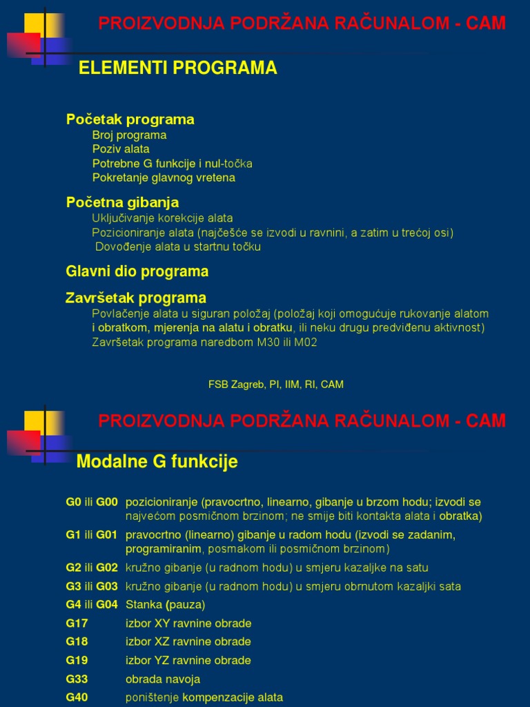 Auditorne Vjezbe CAM Programiranje G Kod | PDF