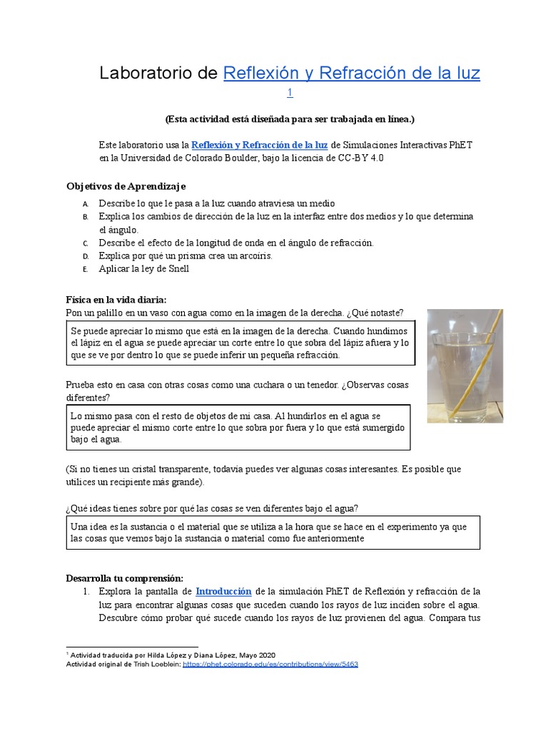 Reflexión y Refracción de la Luz | PDF | Refracción | Ligero