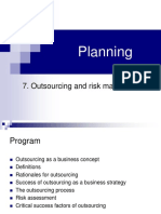 Planning: 7. Outsourcing and Risk Management