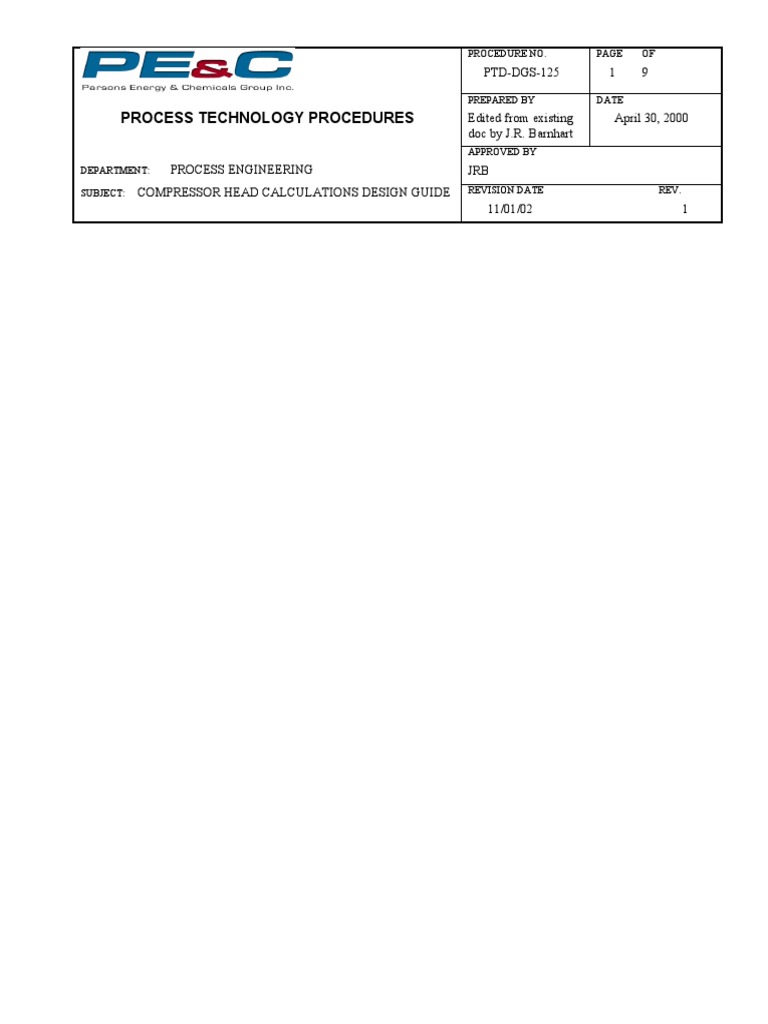 Compressor Head Calculations Design Guide PDF Mechanical