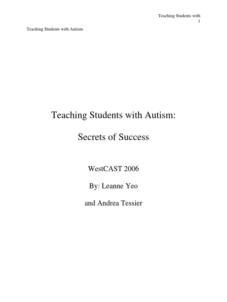 Strategies for Teaching Students with Autism | PDF | Autism Spectrum ...